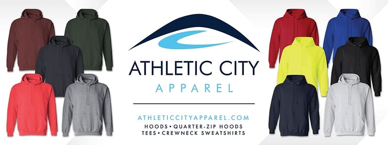 athletic city apparel banner image with a selection of products